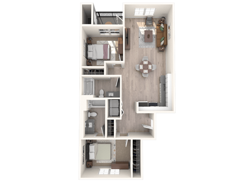 South Ridge Apartments West 2 Bed D Floor Plan